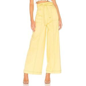 NWT REVOLVE The East Order Goldie Lemon Yellow Ultra High Waisted Flare Pants S
